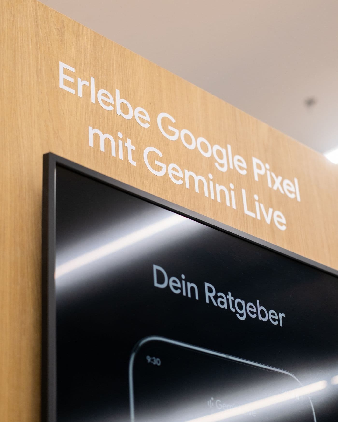 Detail of the produced brand space: the Gemini Live headline above the demo screen